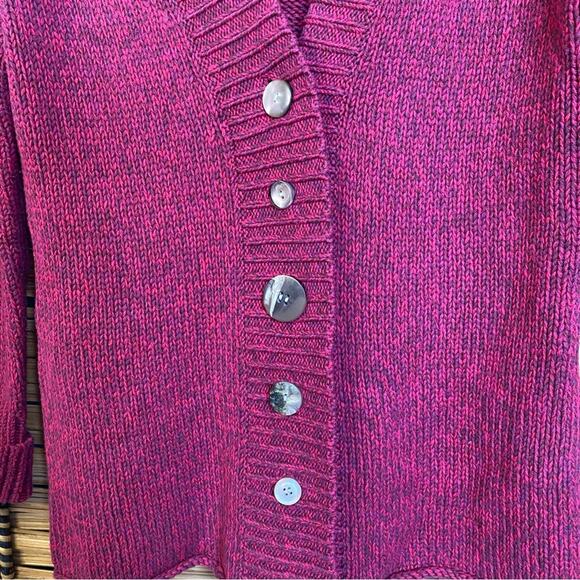 J. Jill Women's marled Cardigan Sweater unique buttons medium cozy cotton wine - Picture 4 of 8
